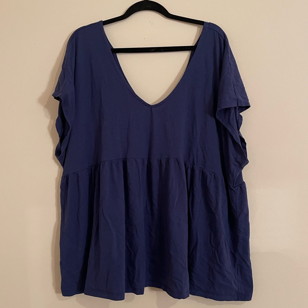 NWOT Torrid Blue Babydoll Top w/ Back Strap Detail